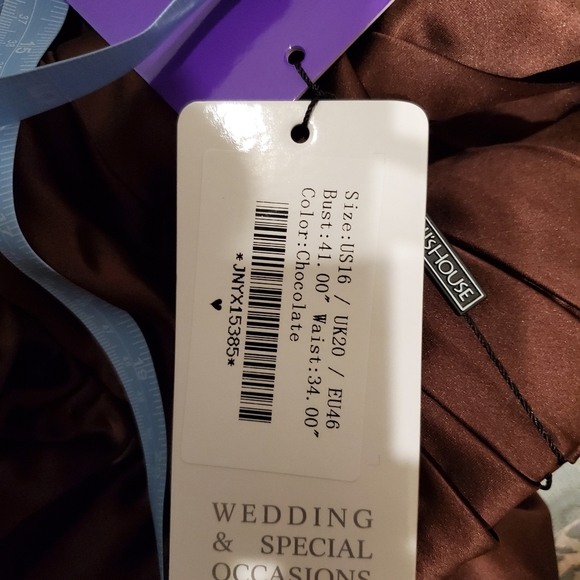 JJ'S House Wedding & Special Occasions sz 16 Brown Occasion Dress - Picture 7 of 8